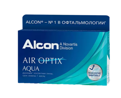 Alcon Air Optix aqua контактные линзы плановой замены, BC=8.6 d=14.2, D(-1.25), 3 шт.