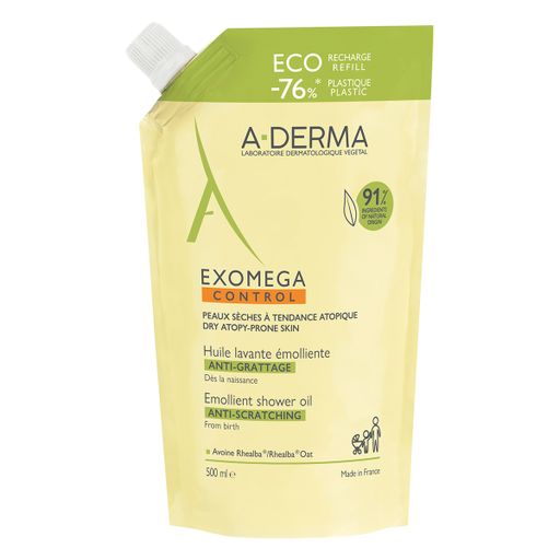 A-Derma Exomega Control Масло смягчающее, масло для душа, сменный блок, 500 мл, 1 шт.